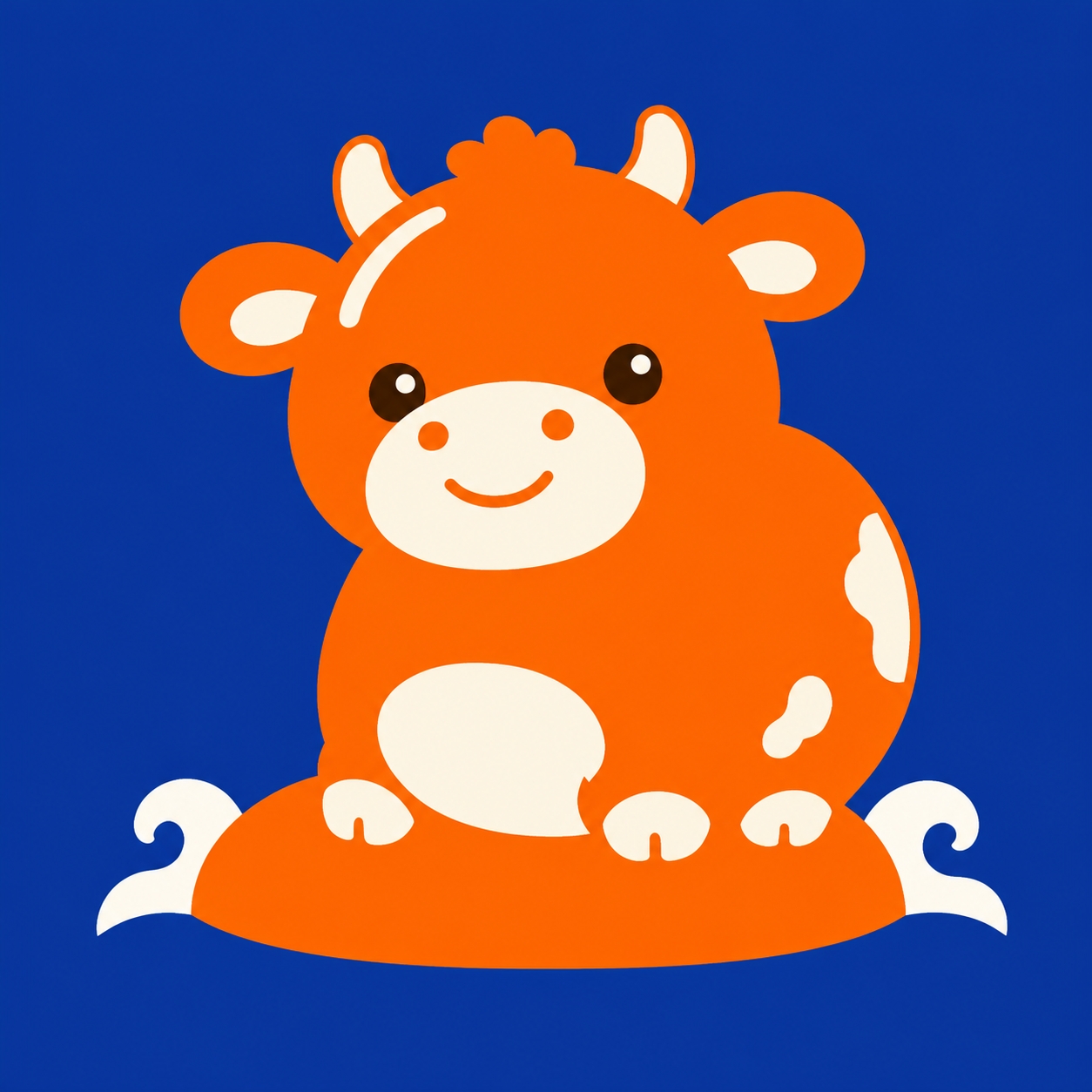 The Marvelous Squishies cow on a blue background