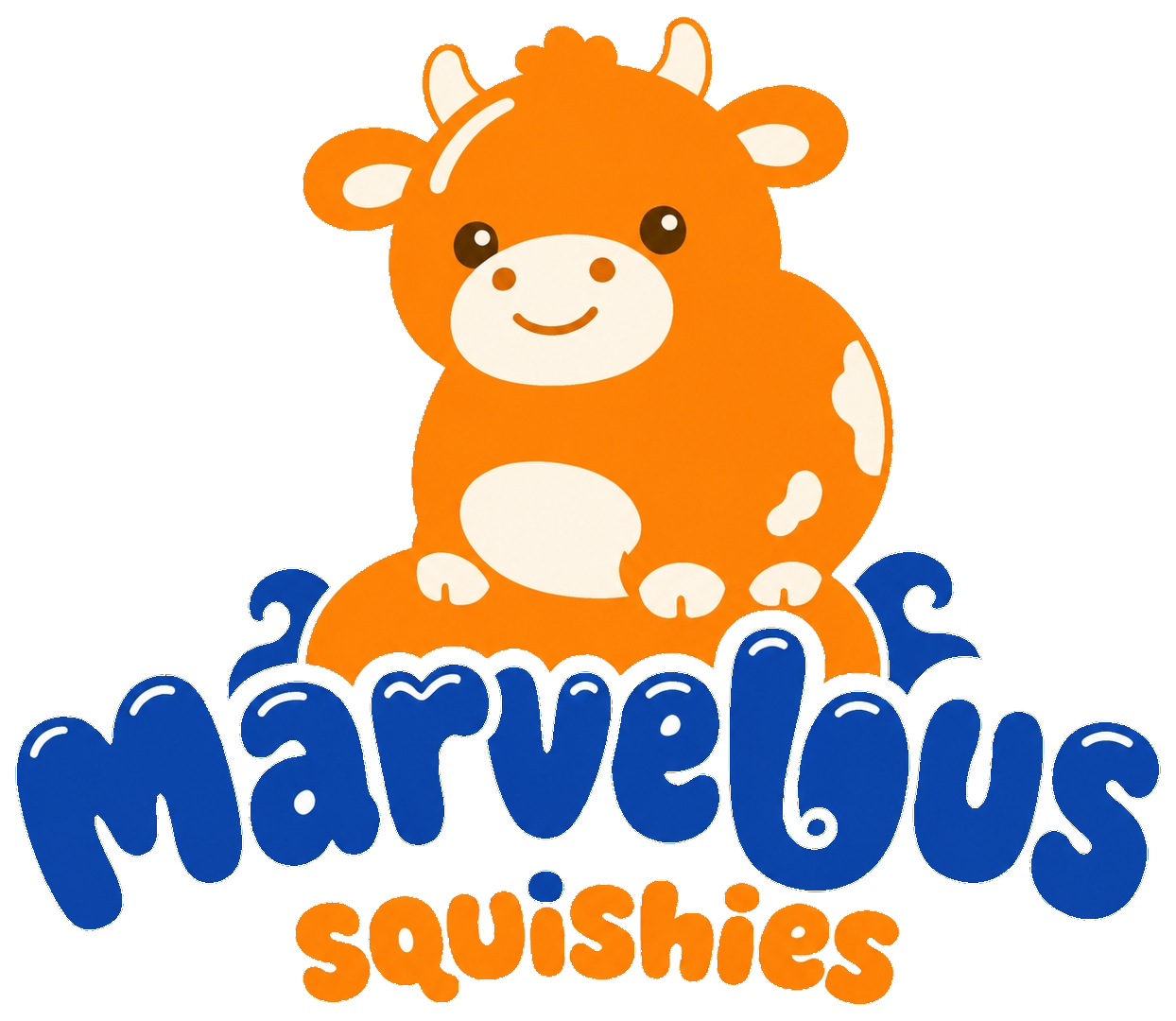 Marvelous Squishies logo with the cow